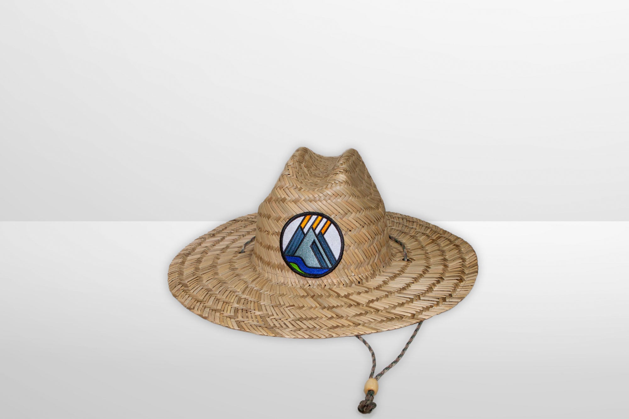 Large Straw Summer Sun Hat with All Black American Flag Patch - Great