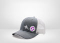 Retro Gaming System Super NES Controller Buttons Design on a Classic Trucker Snap Back - White - Black