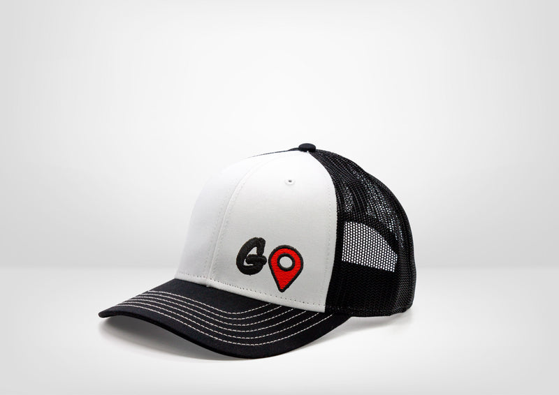 Just GO Design on a Classic Trucker Snap Back - White - Grey - Black