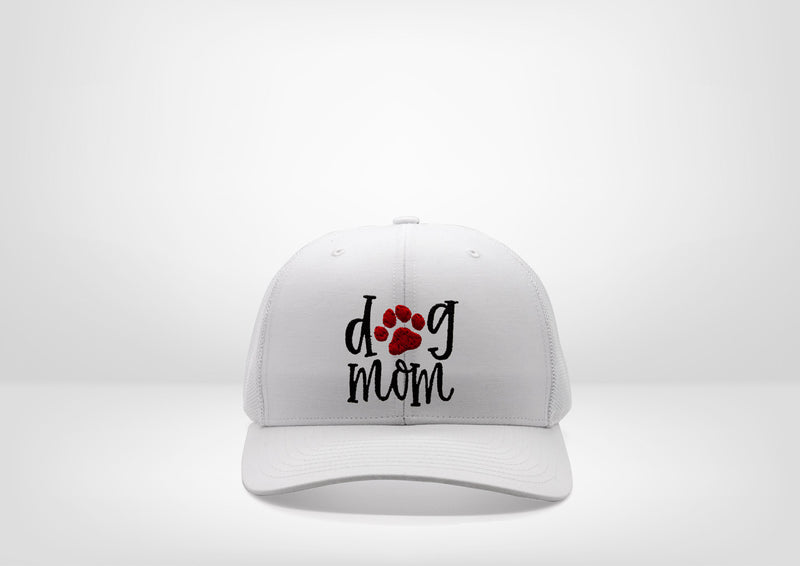 Dog Mom Designed by Coco's Corner on a Classic Trucker Snap Back Hat