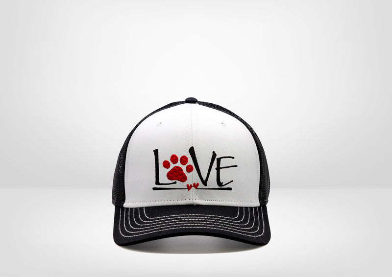 Dog Love Designed by Coco's Corner on a Classic Trucker Snap Back Hat
