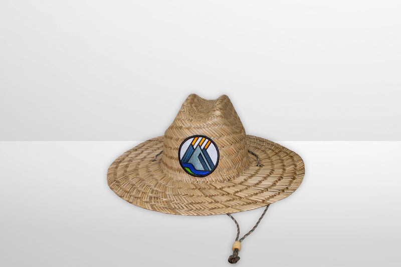 Large Straw Summer Sun Hat with All Black American Flag Patch - Great for Fishing Gardening or going to the Beach Women's Hat and Men's Hat