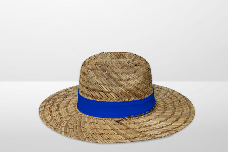 Large Straw Lifeguard Hat with American Flag Under brim and Let's Go B