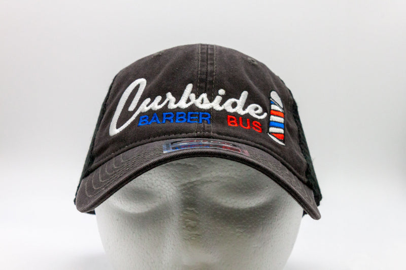 Curbside Barber Flat Bill Snap Back Styled by Kyle Olayo Blue Red
